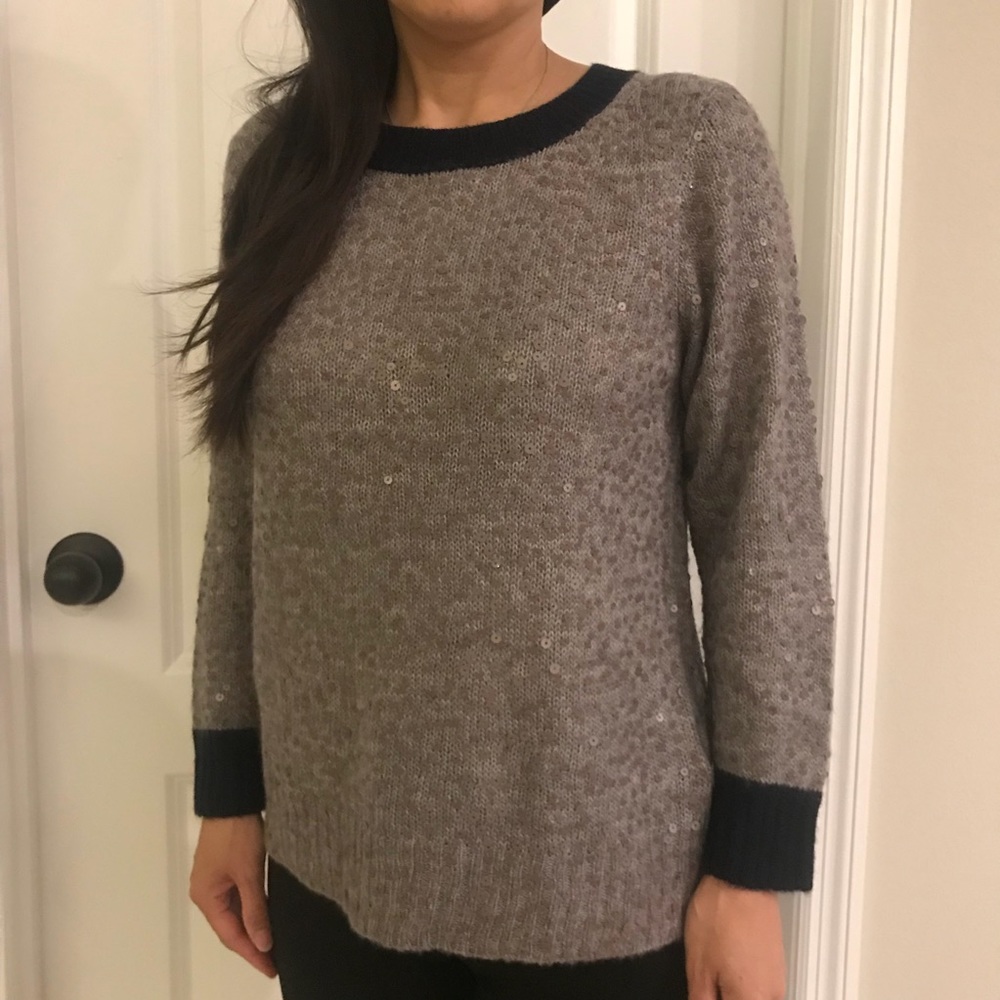 J. Crew Scattered Sequin Sweater Gray Size: M - Picture 7 of 7